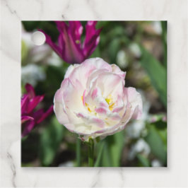 Heldere roze tulpen op een zonnige dag bedankjes labels