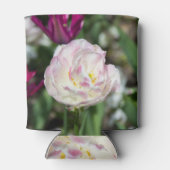 Heldere roze tulpen op een zonnige dag blikjeskoeler (Achterkant)