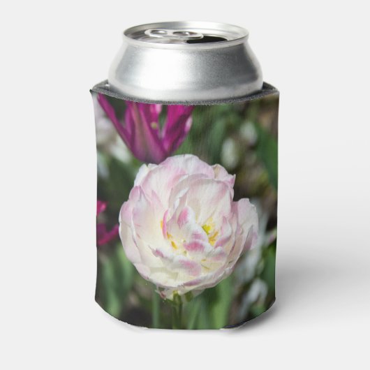 Heldere roze tulpen op een zonnige dag blikjeskoeler (Blikje Achterkant)