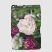 Heldere roze tulpen op een zonnige dag golfhanddoek (Voorkant)