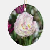 Heldere roze tulpen op een zonnige dag keramisch ornament (Links)