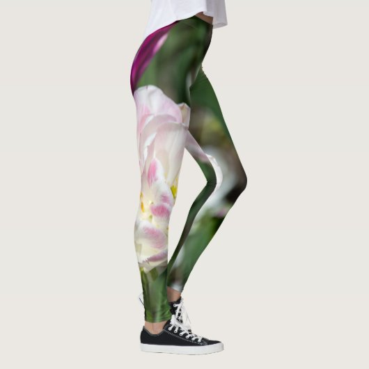 Heldere roze tulpen op een zonnige dag leggings (Rechts)