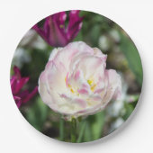 Heldere roze tulpen op een zonnige dag papieren bordje (Voorkant)