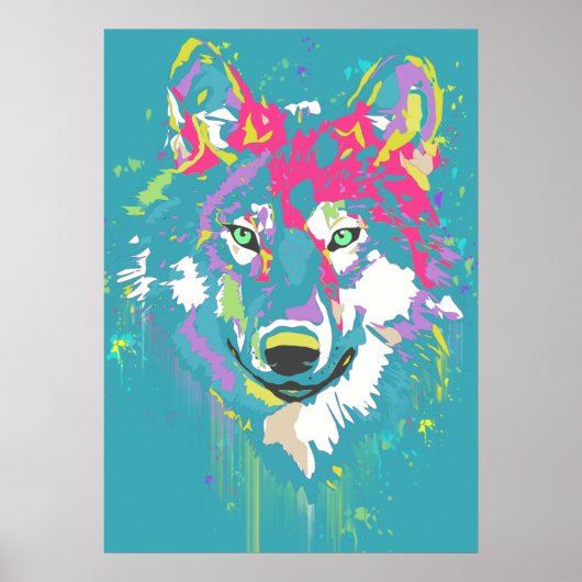 Heldere roze turquoise moderne artistieke dappere  poster (Voorkant)