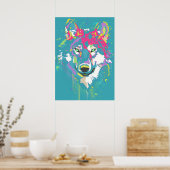 Heldere roze turquoise moderne artistieke dappere  poster (Keuken)