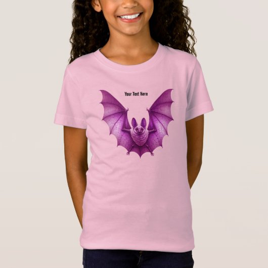 Heldere Roze Vliegende Halloween Spooky Fun Bat T-shirt (Voorkant)