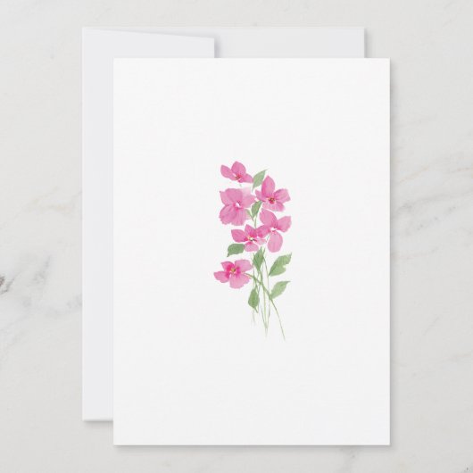 Heldere Roze Waterverf Bloemen Kaart (Achterkant)