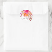 Heldere roze waterverf floral Bedankt Ronde Sticker (Tas)