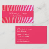 Heldere roze zebra strepen aangepaste kaarten visitekaartje (Voorkant / Achterkant)