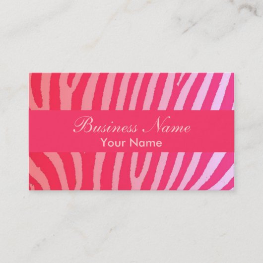 Heldere roze zebra strepen aangepaste kaarten visitekaartje (Voorkant)