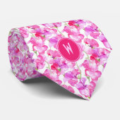 Heldere roze zoete erwten Bloemen Stropdas (Opgerold)