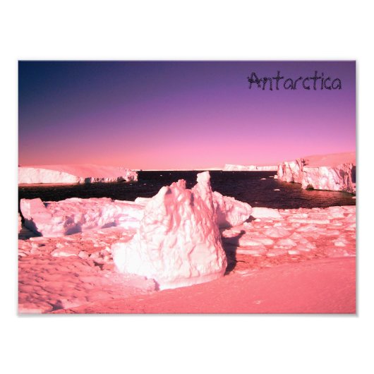 Heldere roze zonsondergang in Antarctica foto glet Foto Afdruk (Voorkant)