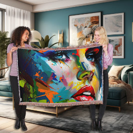 Heldere schoonheid geschilderd vrouw gezicht stijl deken