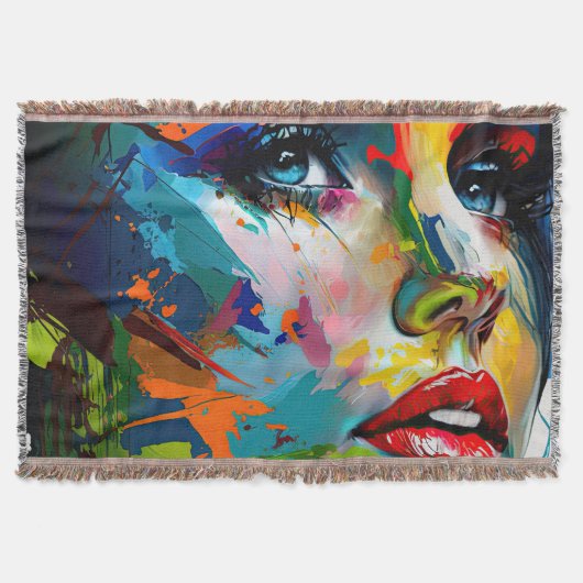 Heldere schoonheid geschilderd vrouw gezicht stijl deken (Voorkant)