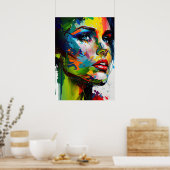 Heldere schoonheid Modern geschilderd stijlvol vro Poster (Keuken)