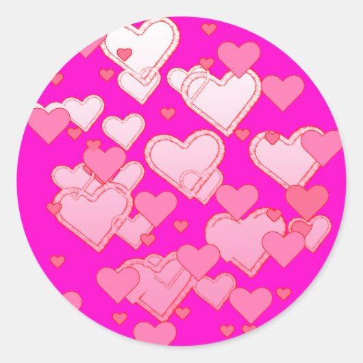 Heldere Sprinkle of Falling Hearts Ronde Sticker (Voorkant)
