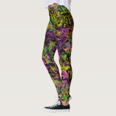 Heldere stalen van roze groen en geel op zwart leggings (Links)