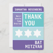 Heldere ster van David Bat Mitswa Dank u Bedankkaart (Voorkant)