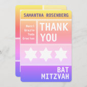 Heldere ster van David Bat Mitswa Dank u Bedankkaart (Voorkant / Achterkant)