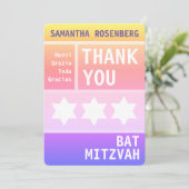 Heldere ster van David Bat Mitswa Dank u Bedankkaart (Staand voorkant)