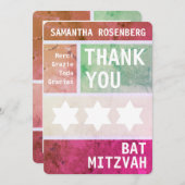 Heldere ster van David Bat Mitswa Dank u Bedankkaart (Voorkant / Achterkant)