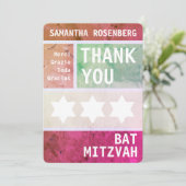 Heldere ster van David Bat Mitswa Dank u Bedankkaart (Staand voorkant)