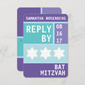 Heldere ster van David Bat Mitzvah RSVP Antwoord Kaart (Voorkant / Achterkant)