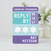 Heldere ster van David Bat Mitzvah RSVP Antwoord Kaart (Staand voorkant)