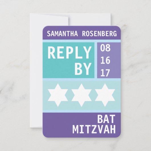 Heldere ster van David Bat Mitzvah RSVP Antwoord Kaart (Voorkant)