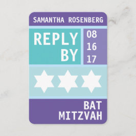 Heldere ster van David Bat Mitzvah RSVP Antwoord Kaart