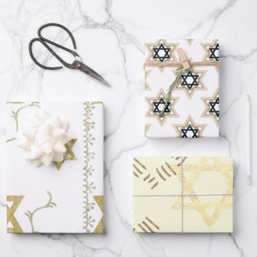 Heldere ster van David Zwart Wit Goud Inpakpapier Vel (Voorkant)