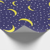 Heldere sterren & gele kwart maan Night Sky Cadeaupapier (Hoek)