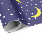 Heldere sterren & gele kwart maan Night Sky Cadeaupapier (Rol Hoek)