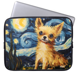 HELDERE STERRENNACHT MET CHIHUAHUA HOND LAPTOP SLEEVE