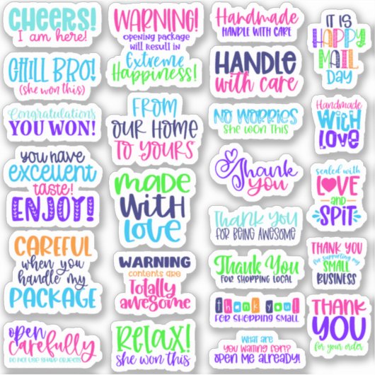 Heldere Stickers voor kleine bedrijven (Voorkant)