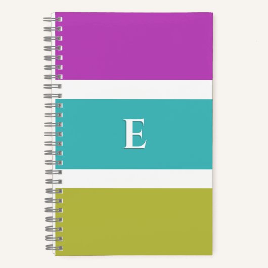 Heldere streep Modern Elegant Stijlvol Monogrammed Notitieboek (Voorkant)