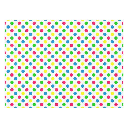Heldere Summer Polka Dots on White Tafelkleed (Voorkant (Horizontaal))