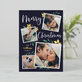 Heldere takken | Multi-fotocollage Kerstmis Folie Feestdagenkaart (Staand Voorkant)
