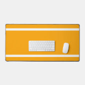 Heldere Tangerine Oranje Witte Rand Racing Stripes Bureaumat (Keyboard & Muis)