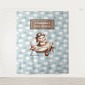 Heldere teddybeer piloot baby shower foto teken wandkleed (Voorkant)