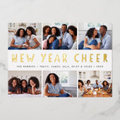 Heldere tinten | Nieuwjaarsfotocollage Folie Feestdagenkaart (Voorkant)