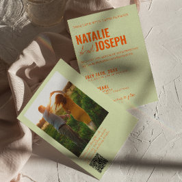 Heldere Traditionele Kleurrijke Foto QR Code Huwel Kaart