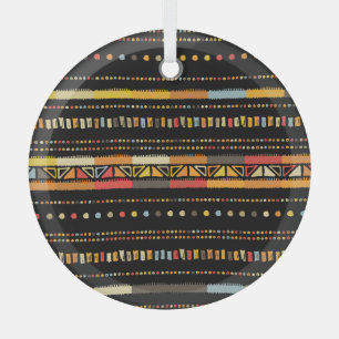 Heldere Tribal Stripes Handgemaakt Patroon Glas Ornament