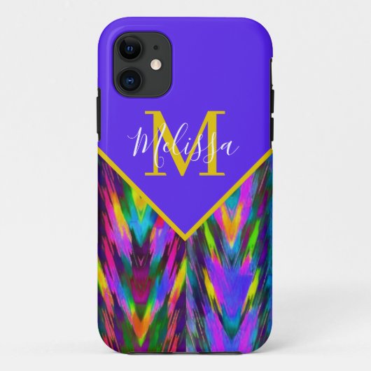 Heldere tribale chevron gepersonaliseerd  Case-Mate iPhone case (Achterkant)