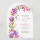 Heldere Tropische Bloemboog bruiloft Kaart (Voorkant / Achterkant)