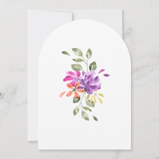 Heldere Tropische Bloemboog bruiloft Kaart (Achterkant)