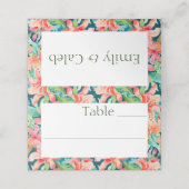 Heldere Tropische Bloemen Botanische Bruiloft Rece Plaatskaartje (Buitenkant ongevouwen)