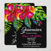 Heldere tropische bloemen hibiscus bladeren quince kaart (Voorkant / Achterkant)