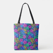 Heldere tropische bloemen tote bag (Achterkant)