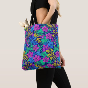 Heldere tropische bloemen tote bag